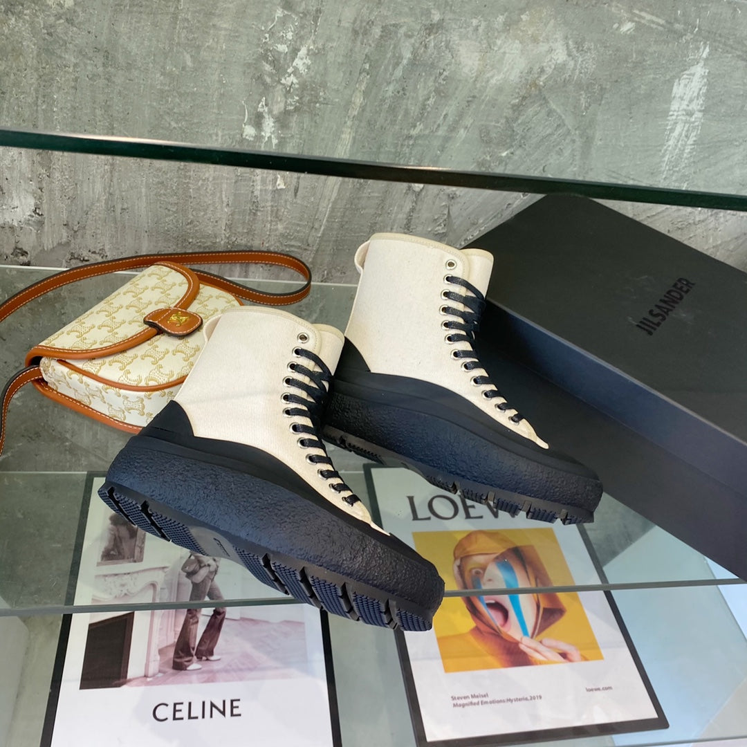 Jil sander-2022新款 高筒帆布鞋 白色