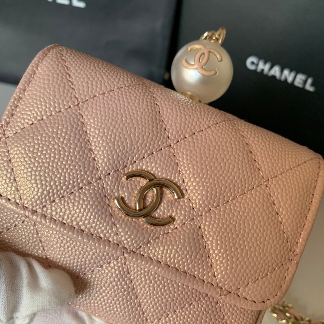CHANEL 珍珠鏈條零錢包！