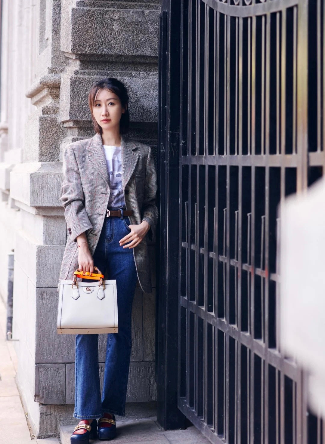 古G家-Diana 小型手提袋-復古竹節托特包 27*24*11cm