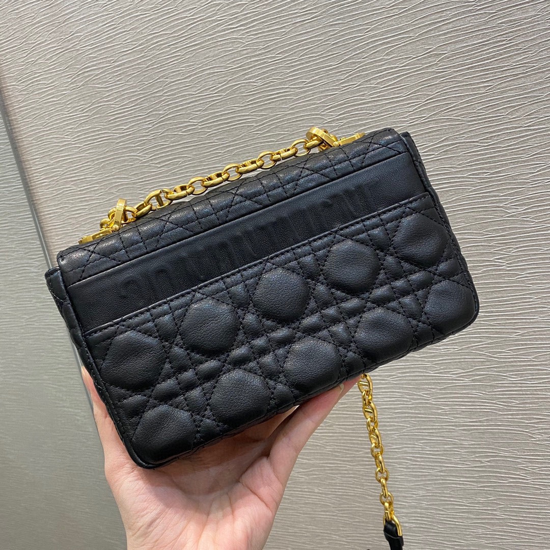 Dior Caro 小號20cm-黑色小牛皮