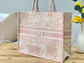 Dior Book Tote-大號41.5cm-刺繡粉老虎
