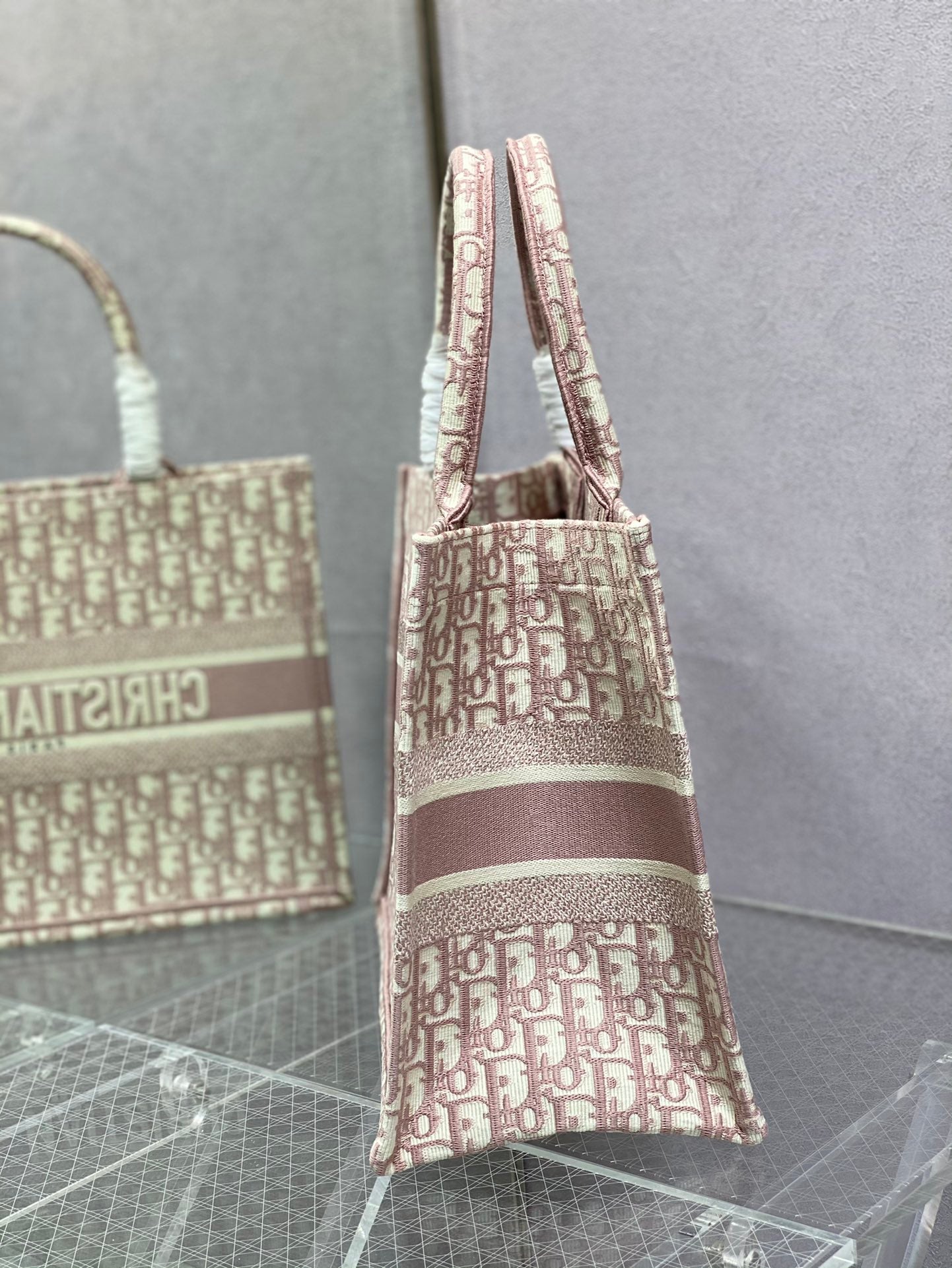 Dior Book Tote-小號36.5cm-粉色老花