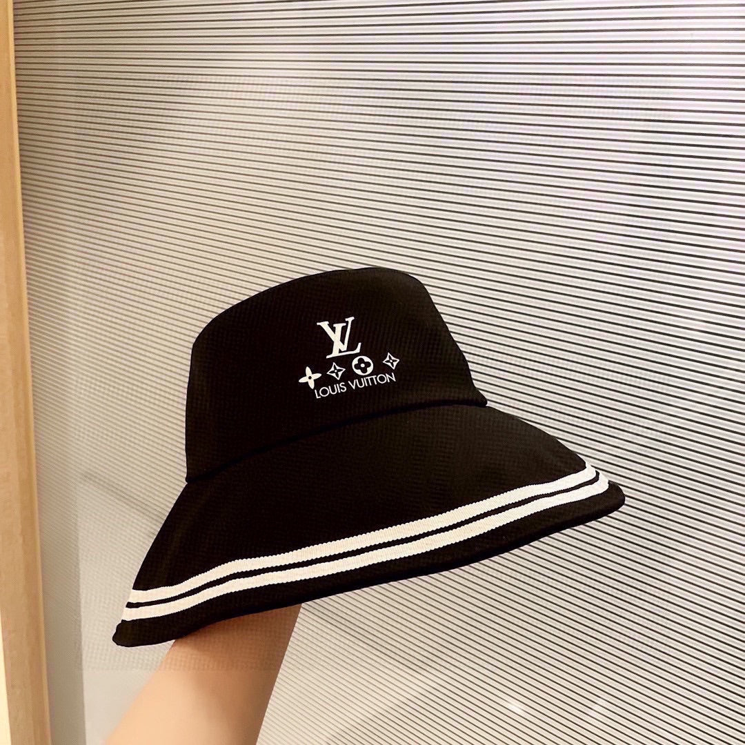 路L家-拼色邊大簷漁夫帽 黑色