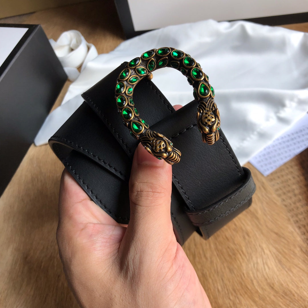 古G家-黑色寶石皮帶-3.5cm