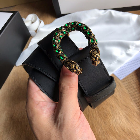 古G家-黑色寶石皮帶-3.5cm