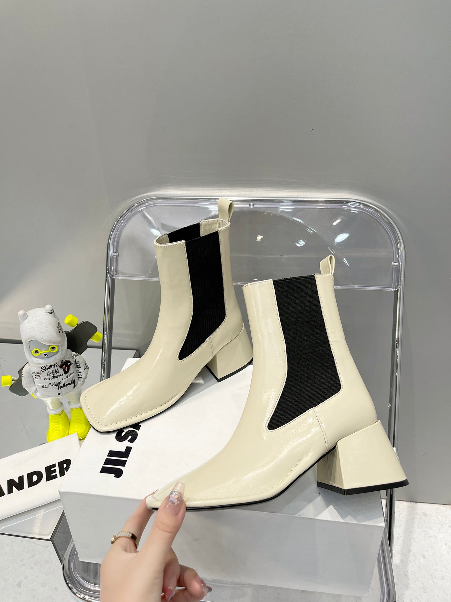 Jil sander-方頭高跟靴