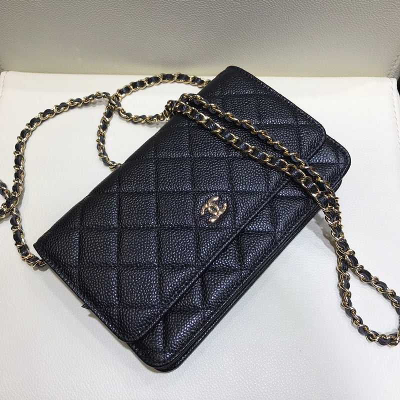 小香家-經典WOC-19cm 黑色荔枝皮金扣