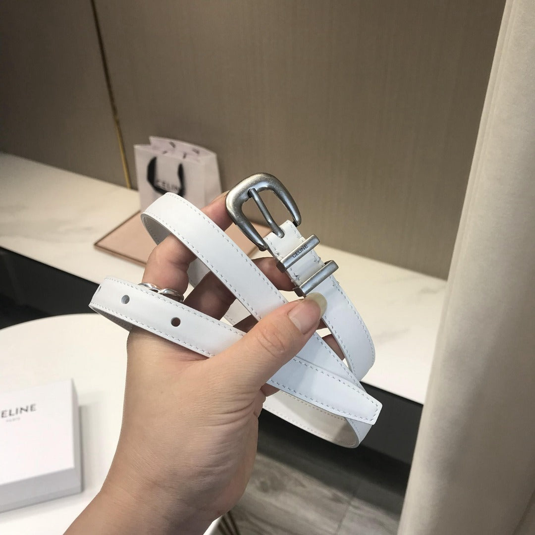 賽C家-白色銀扣皮帶-1.8cm