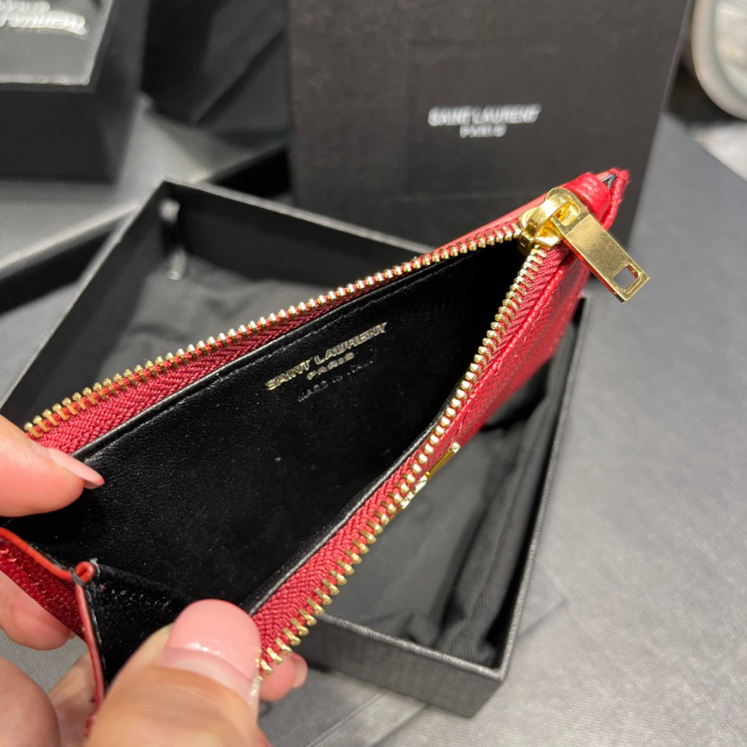 YSL 新品卡包_紅色金扣
