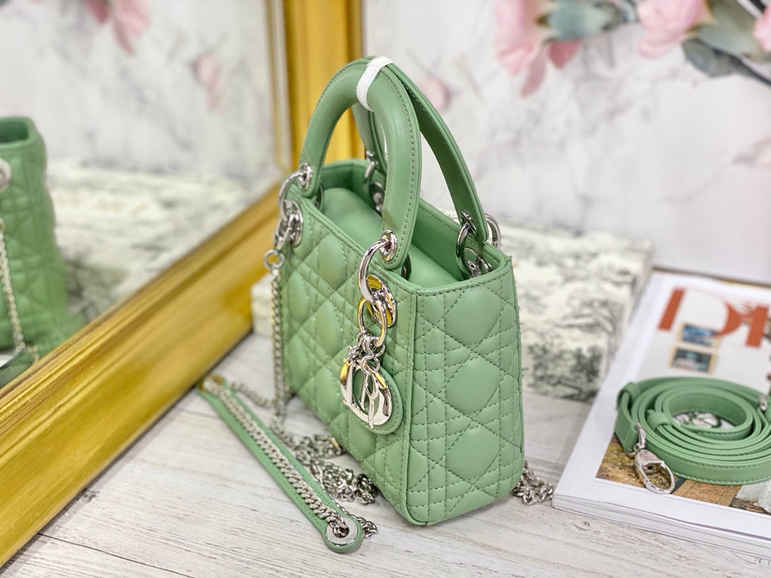 Dior-Mini Lady Dior手袋-三格黛妃-17cm-牛油果綠