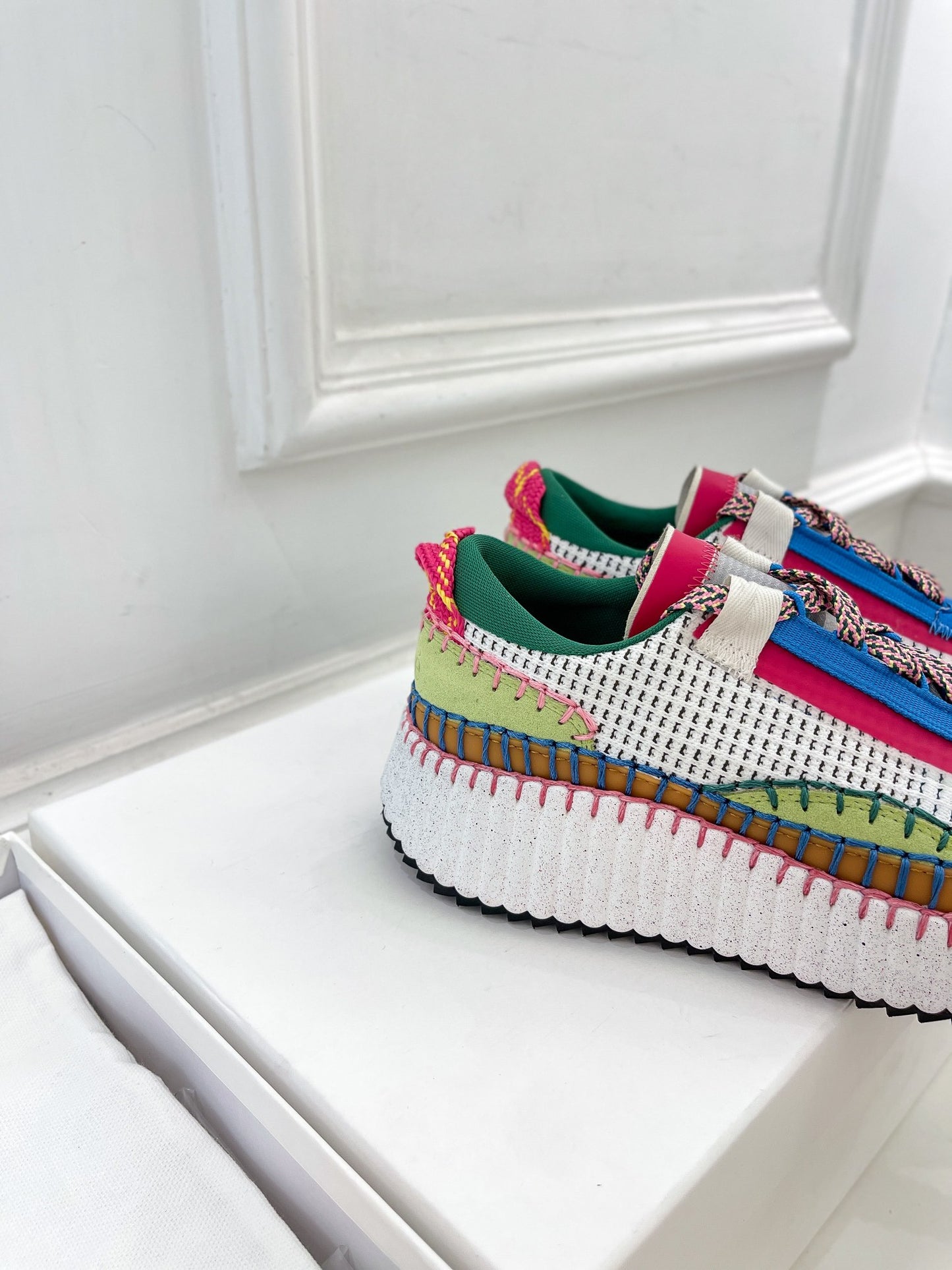 克羅C-Nama sneaker彩虹系列 網面拼色休閒運動鞋 綠色