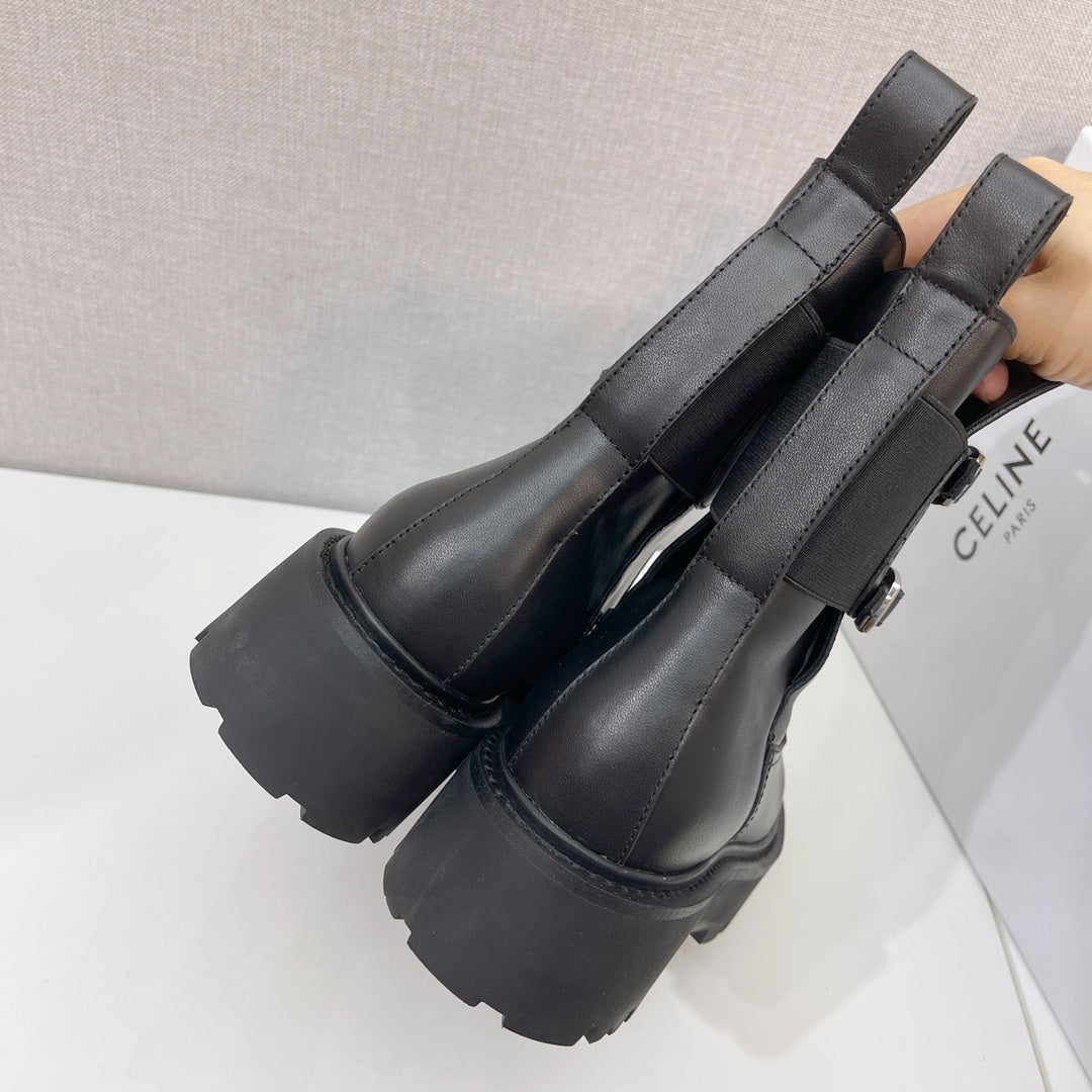 賽C家-2022秋冬新款 牛皮短靴 楊冪同款 黑色