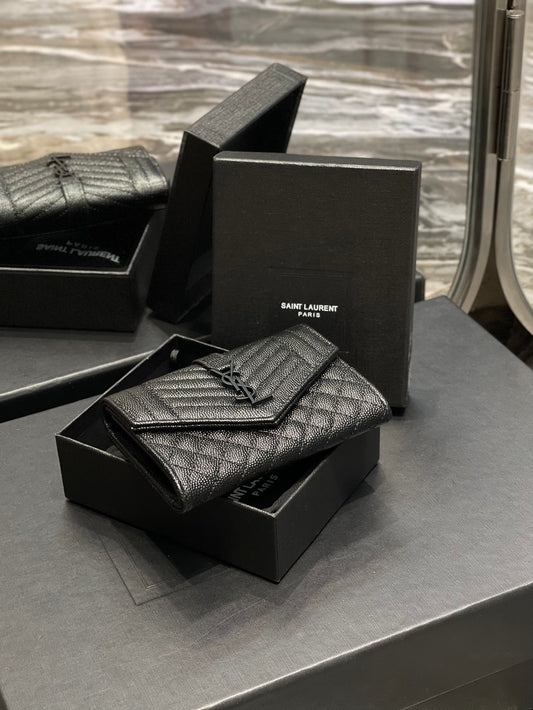 YSL 新品短夾 黑色黑扣