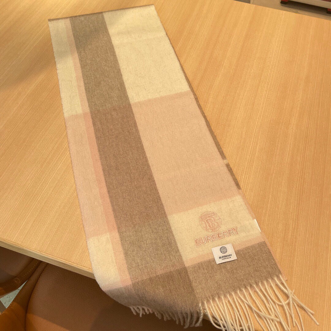 巴B家-格子圍巾 30*180cm 100%綿羊毛 粉色