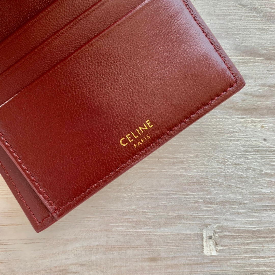 Celine 小號亮澤牛皮革三折短夾