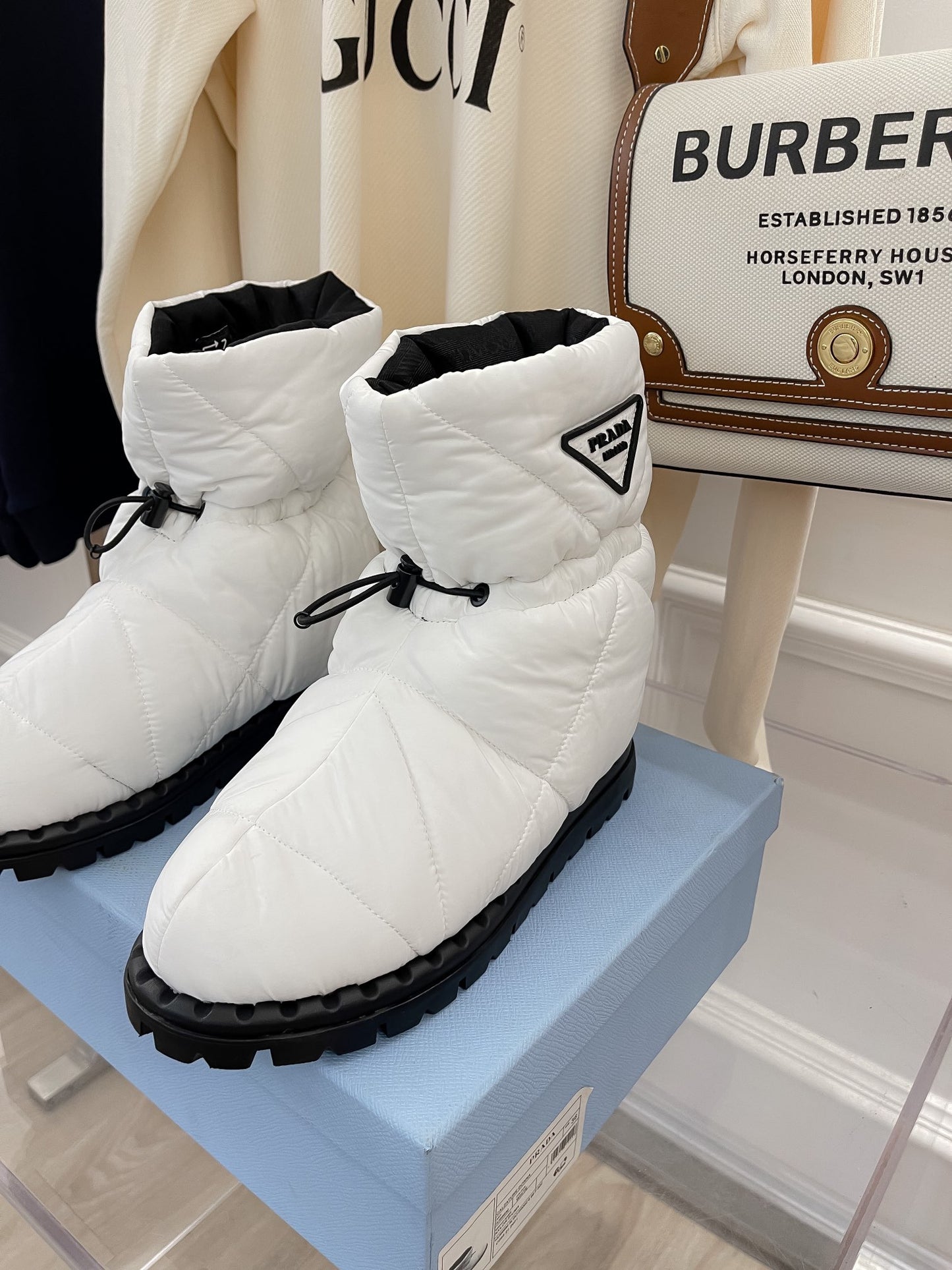 Prada鞋-Prada 爆款羽絨雪靴（白）