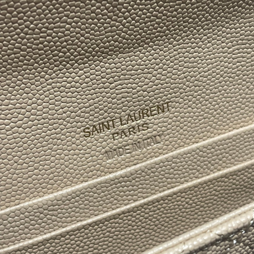 YSL 新品短夾_ 杏色金扣