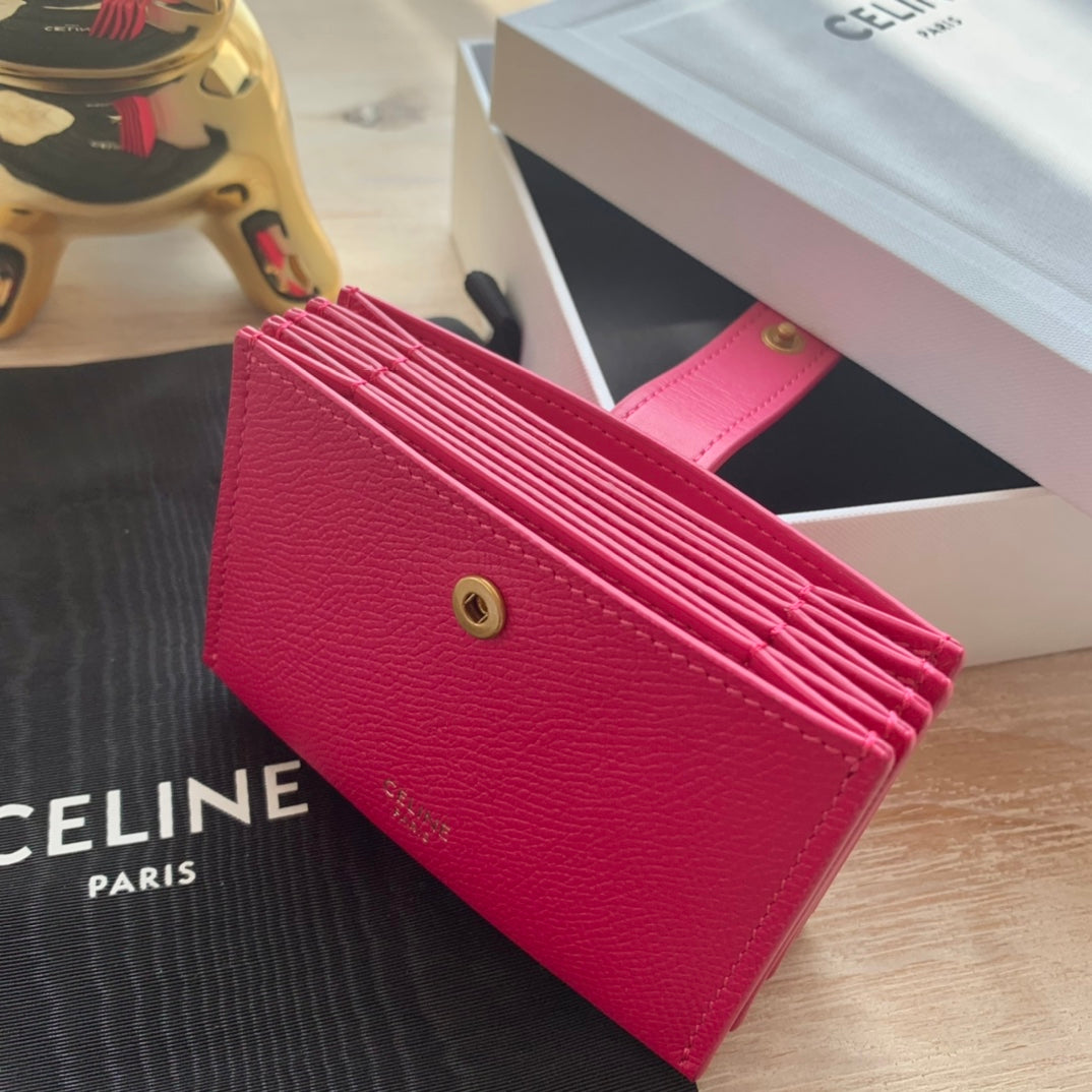 Celine 粒面牛皮風琴卡包