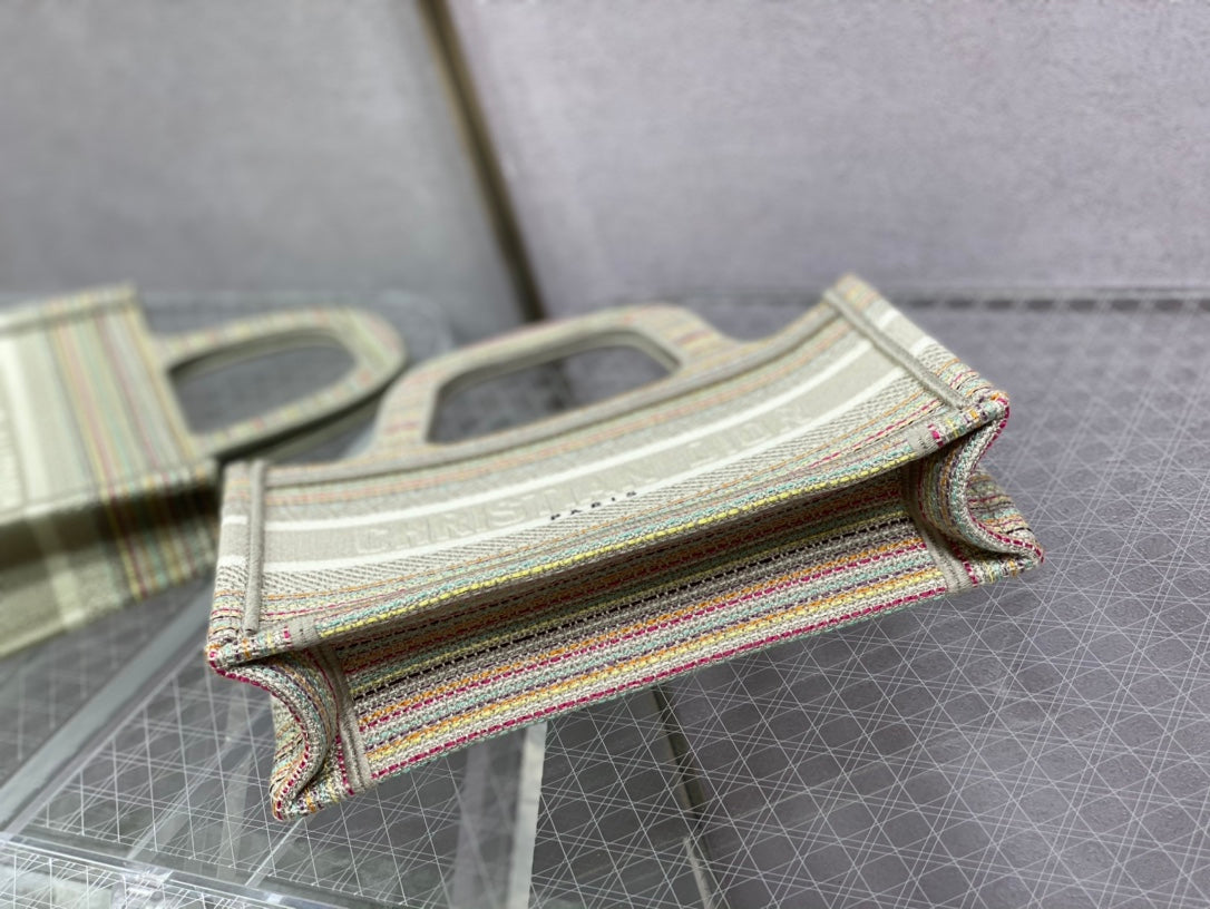 Dior Book Tote-Mini 23cm-金絲條紋