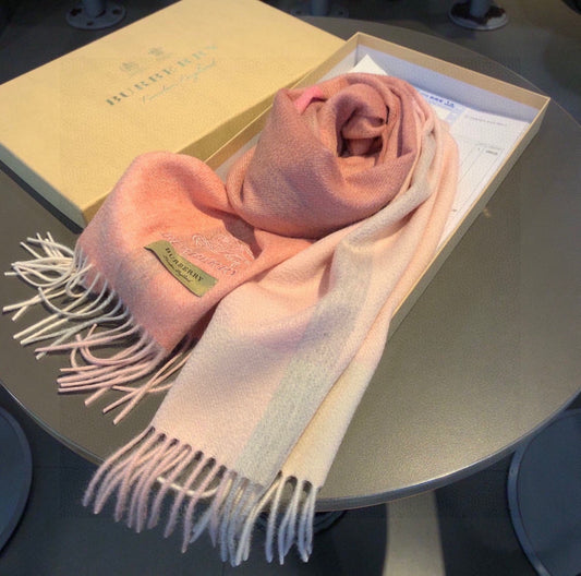 巴B家-經典流蘇圍巾 30*180cm 100%頂級純羊絨 粉色