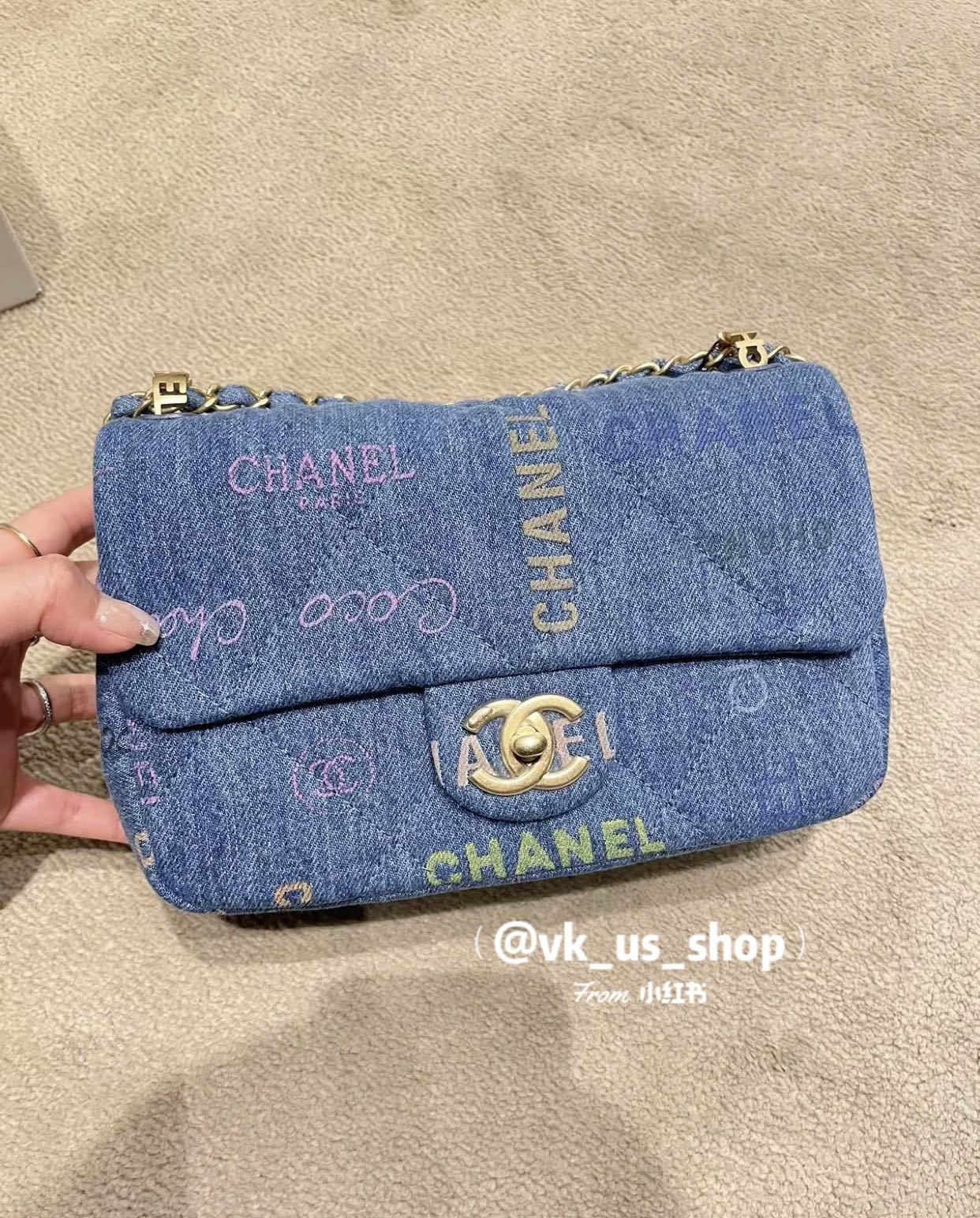 小香家-22P春夏系列塗鴉牛仔 CF包 28cm