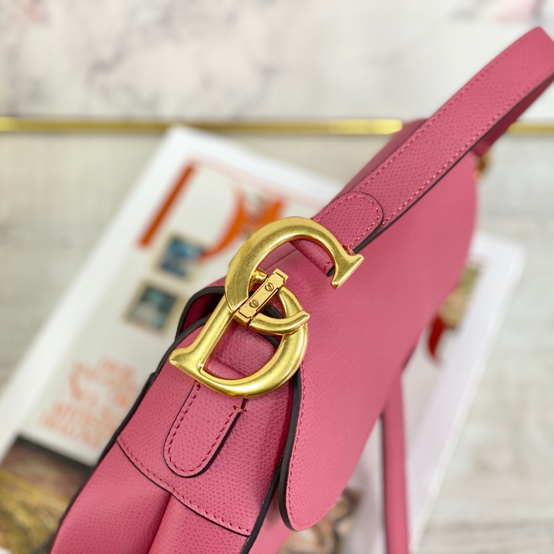 Dior Saddle 馬鞍包-手掌紋-大號桃紅色-25.5cm