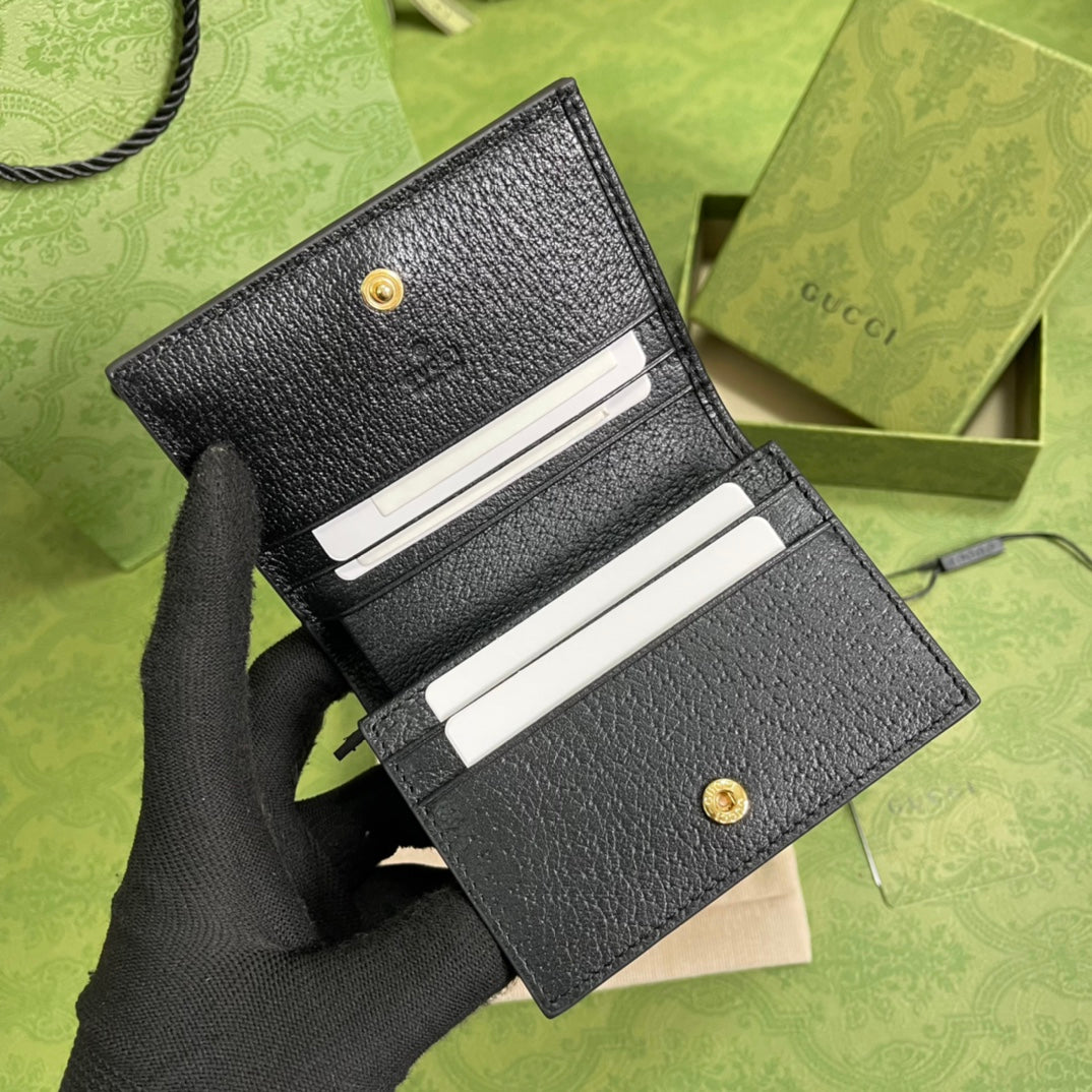 Gucci 黑色水果圖案短夾