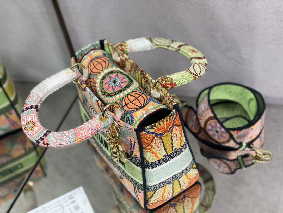 Dior Lady D-Lite手袋-24cm-多色花朵