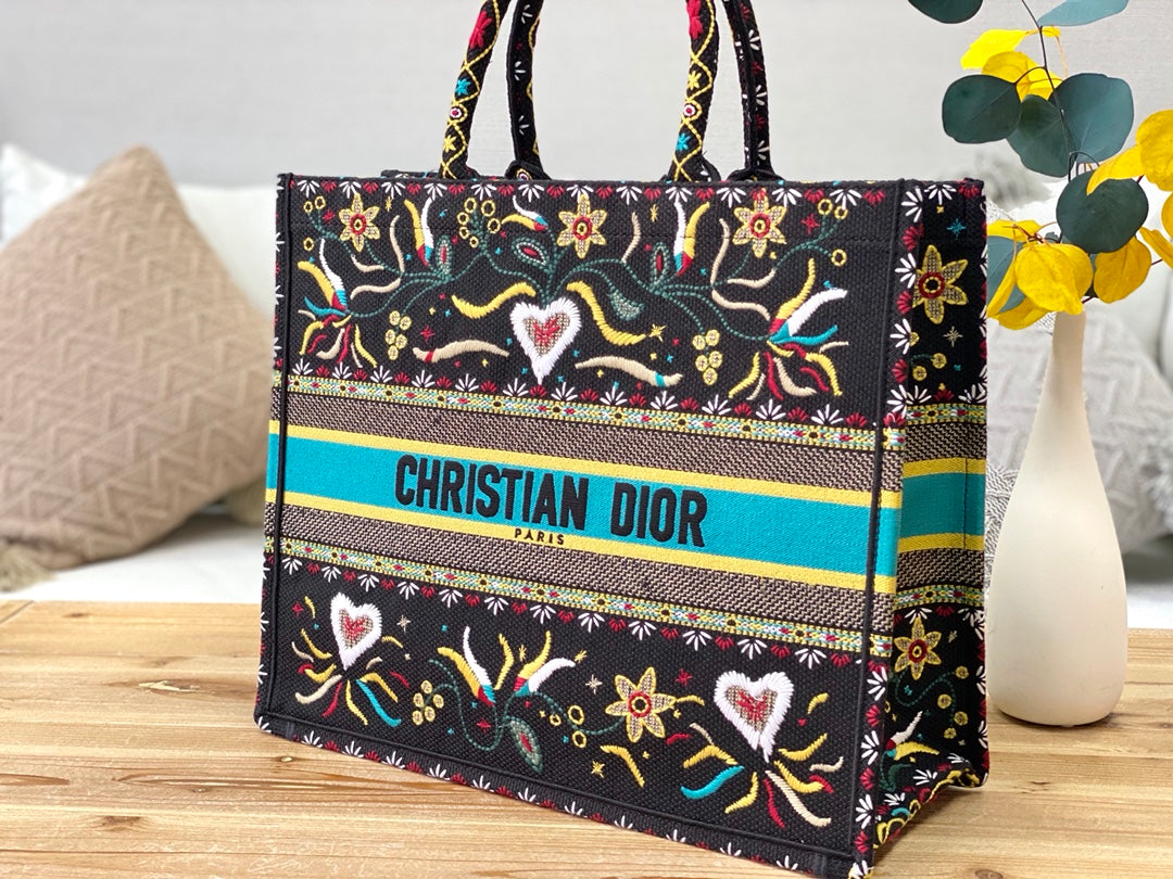 Dior Book Tote-大號41.5cm-黑花