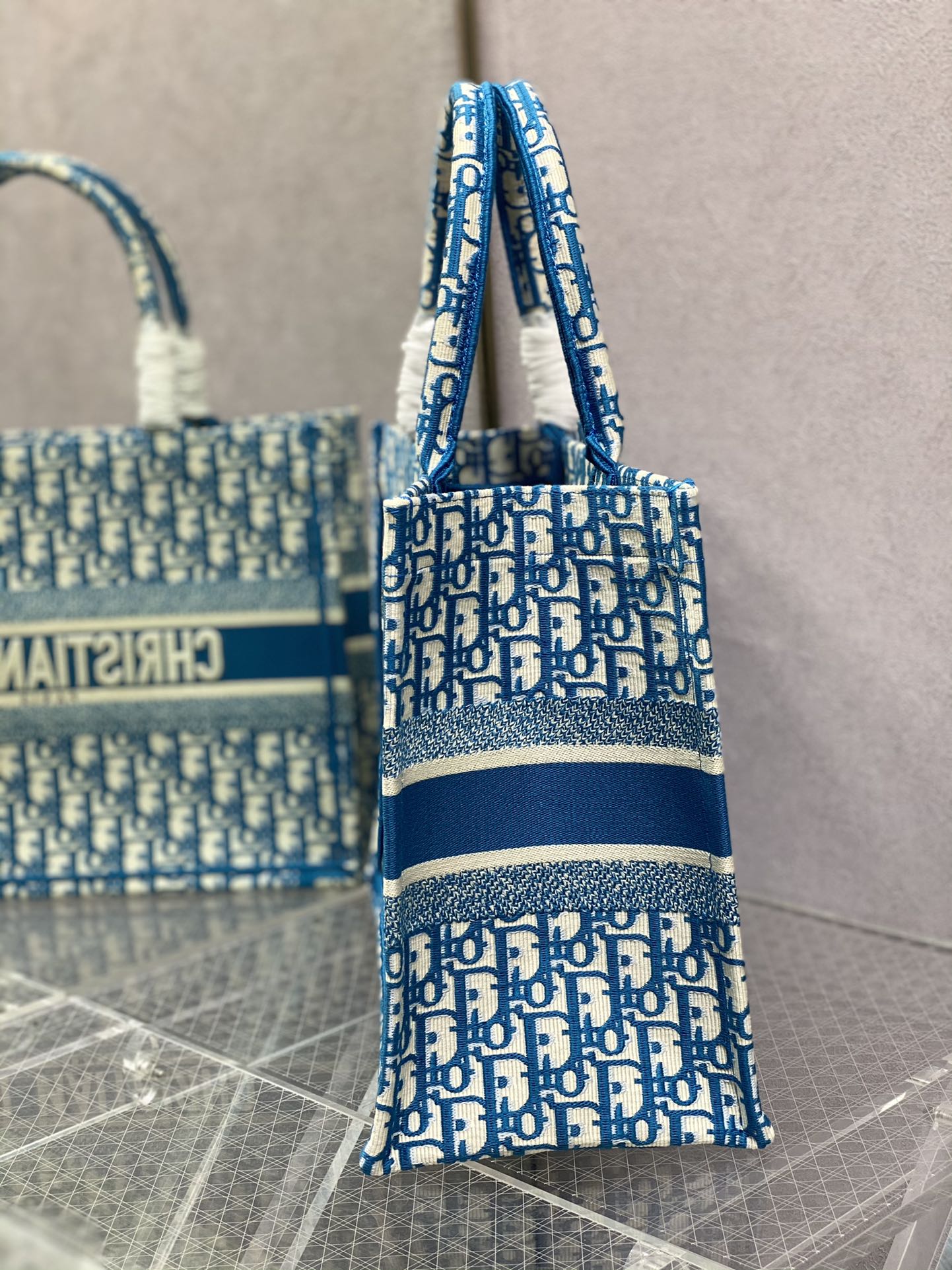Dior Book Tote-小號36.5cm-淺藍老花