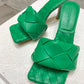 B編織-2021春夏新款 平底大編織細跟拖鞋 綠色