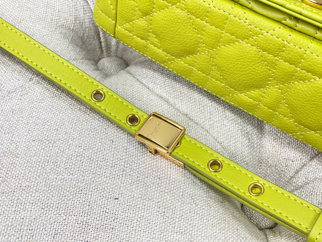 Dior Caro 小號20cm-綠黃小牛皮