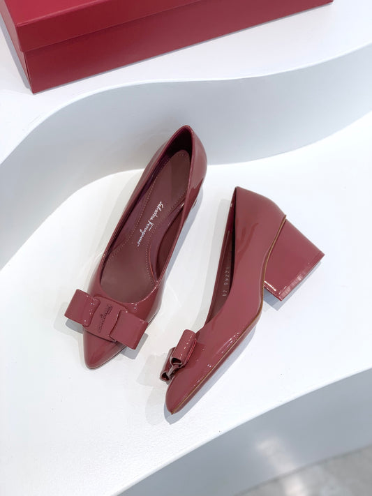 Salvatore Ferragamo鞋-菲拉格慕 Viva低跟尖頭 平底鞋 紅