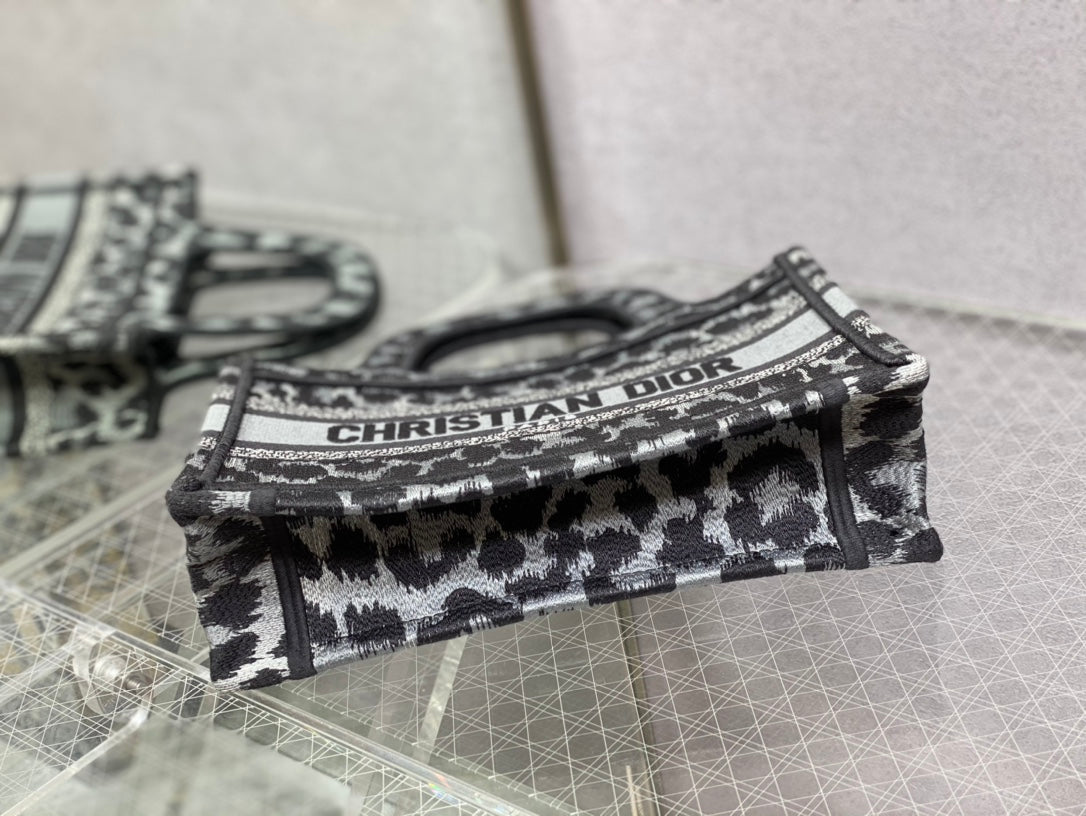 Dior Book Tote-Mini 23cm-黑色豹紋