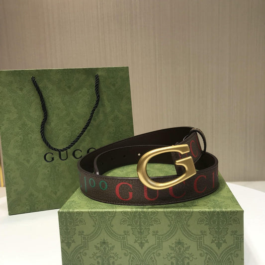 古G家-咖色字母皮帶-3.0cm
