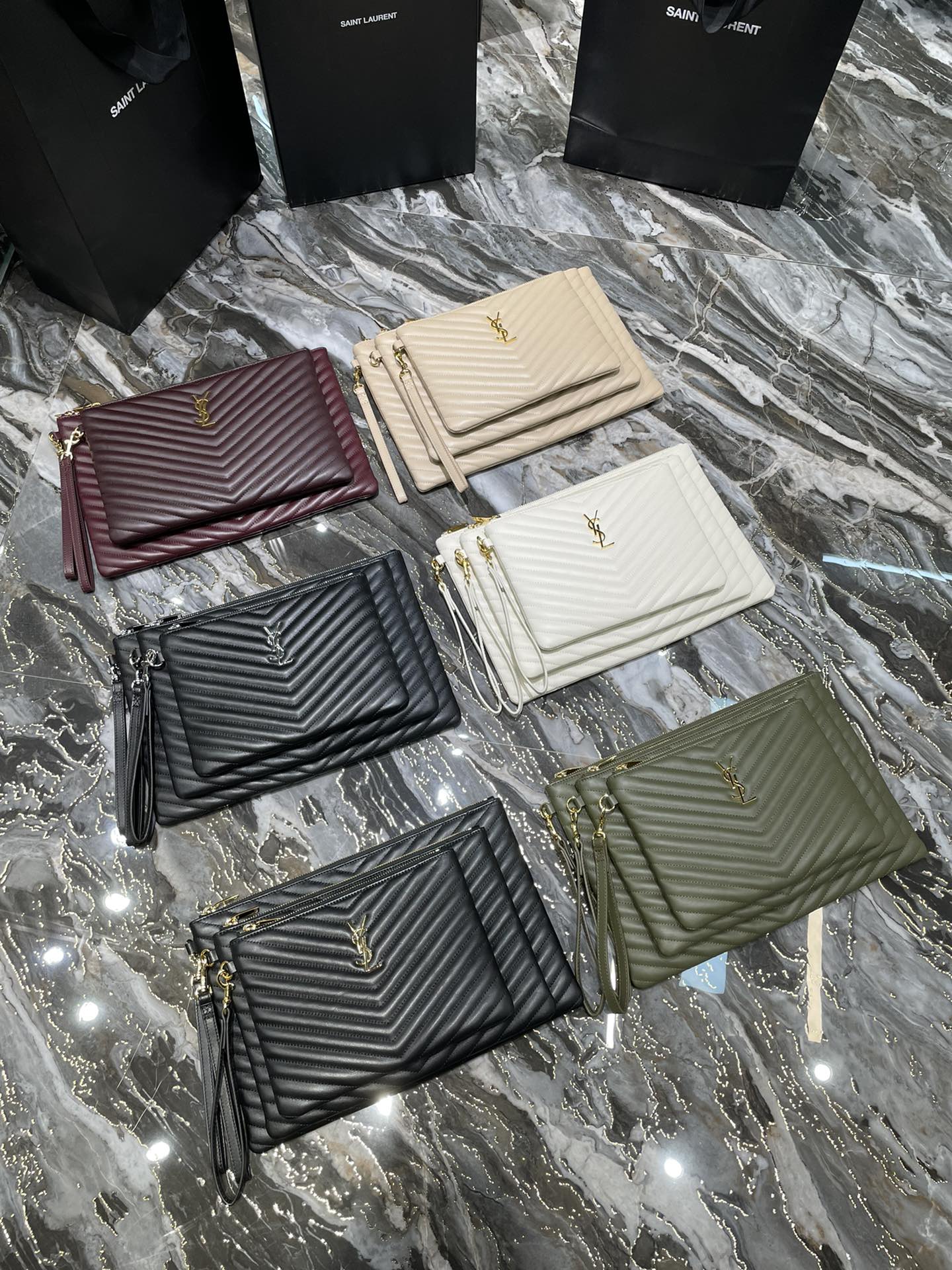 YSL Monogram手拿包全尺寸色號集合圖