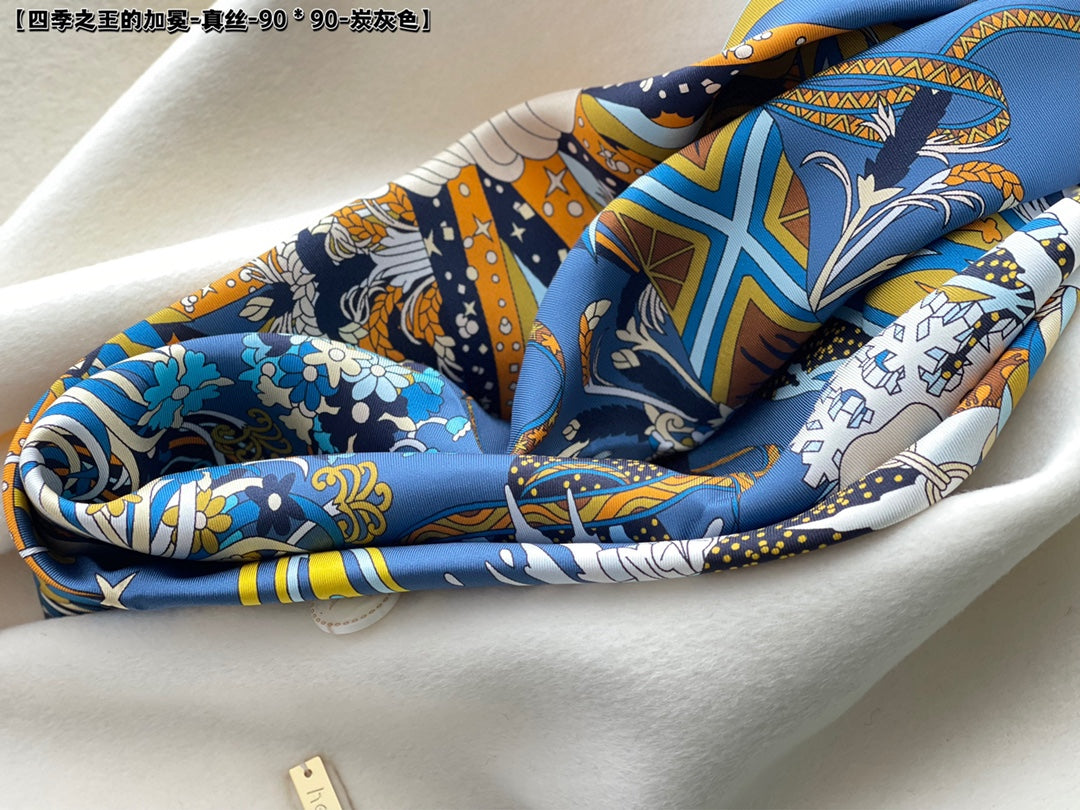 小愛款-四季之王的加冕 90真絲方巾-塑封盒裝