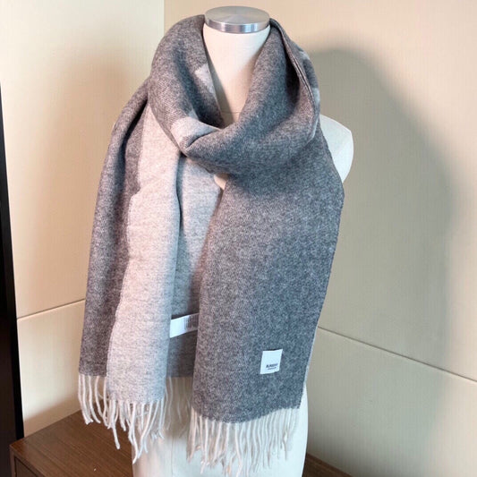 巴B家-頂級羊絨刺繡圍巾42*180cm 灰色