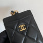 Chanel 證件套-黑色羊皮金扣