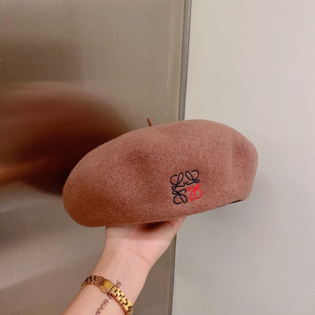 羅L威-羊毛貝雷帽 奶茶色