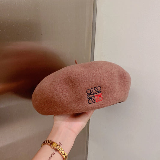 羅L威-羊毛貝雷帽 奶茶色