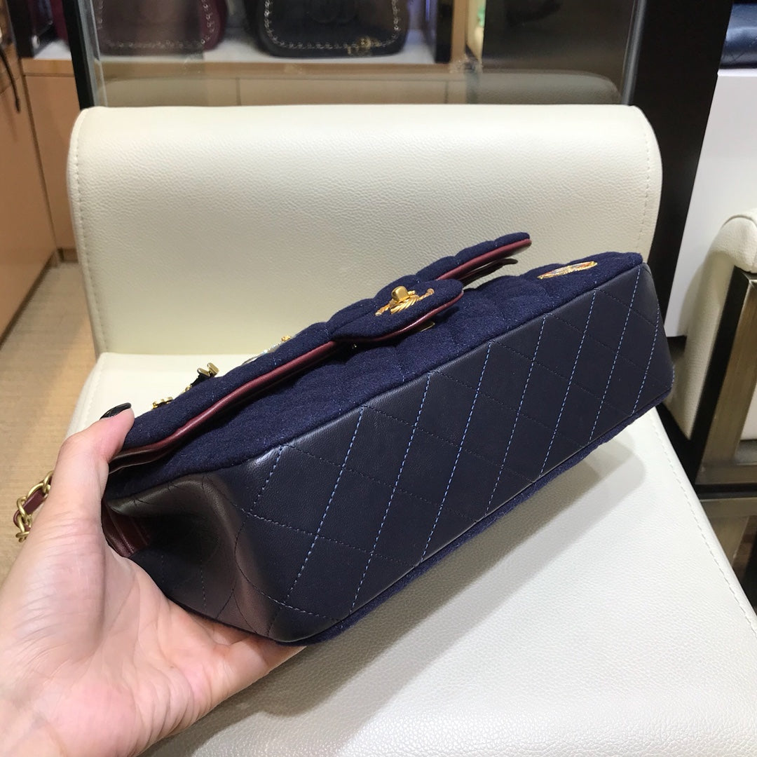 小香家-海軍風徽章裝飾 CF包 藍色 25cm
