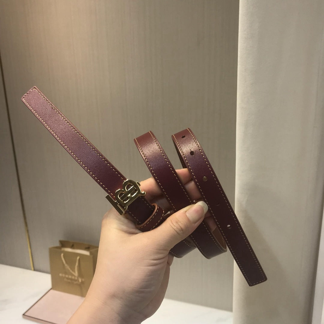 巴B家-咖色金扣皮帶-2.0cm