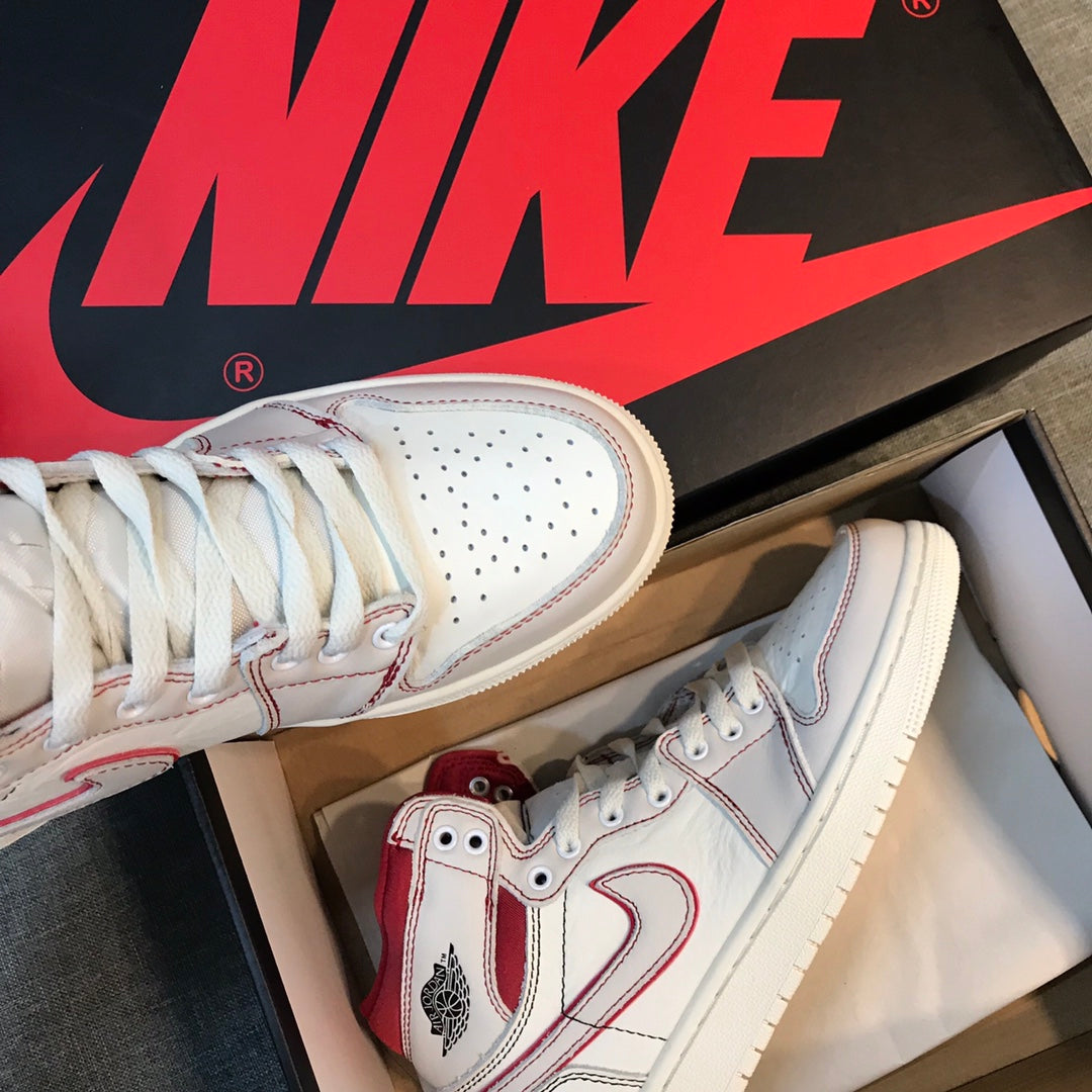 N1K- Air Jordan AJ1高筒板鞋 休閒鞋 白紅色