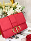 Dior 蒙田 30 Montaigne系列-24cm-牛皮手掌紋-紅色金扣