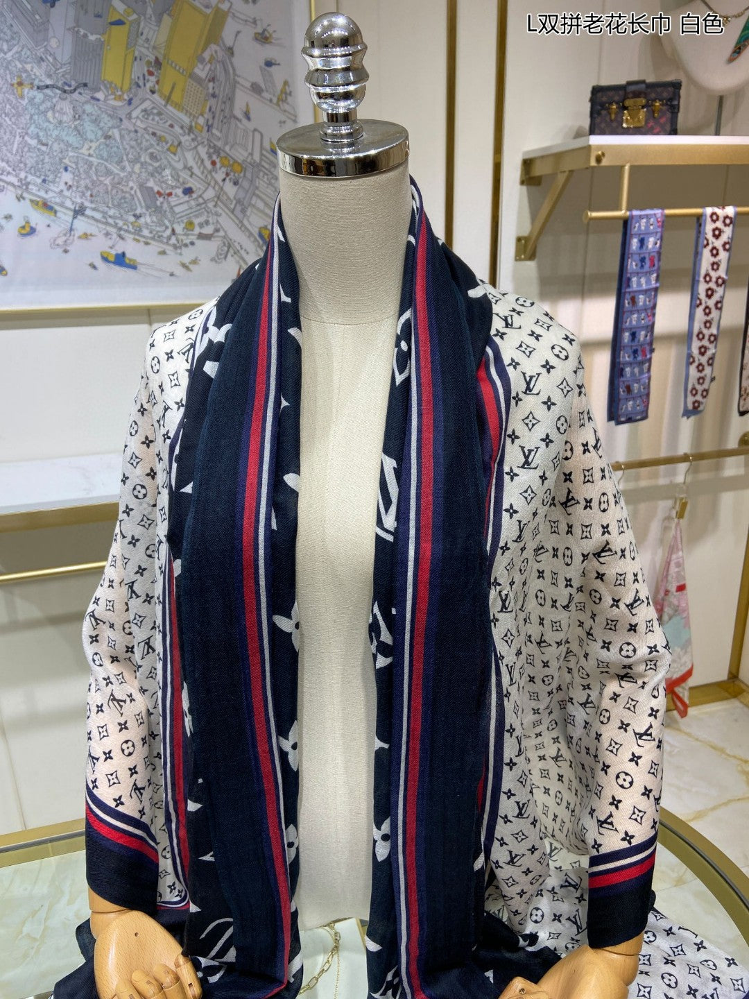 路L家-雙拼老花長圍巾 110*200cm 100%頂極羊絨