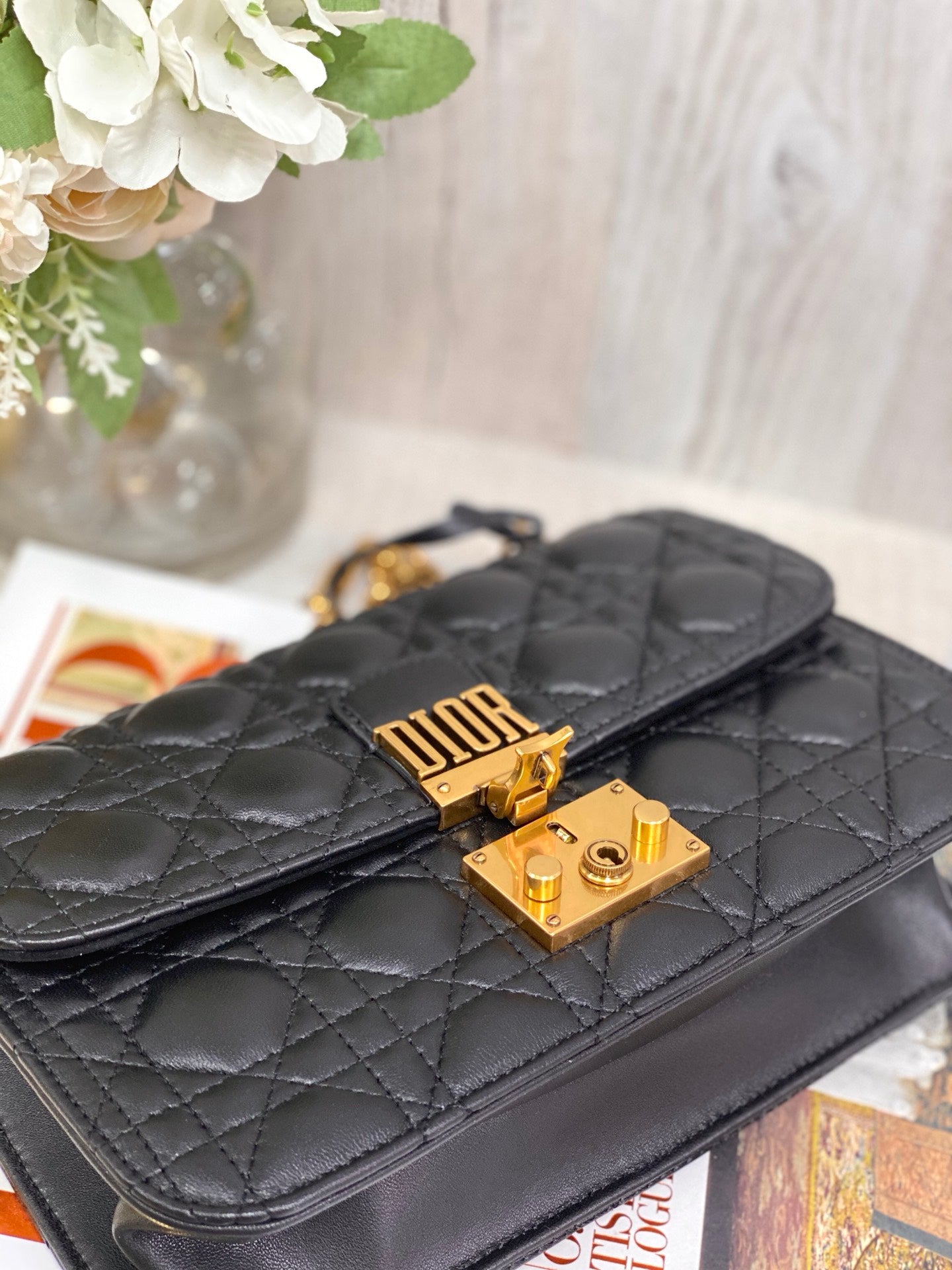 Dior WOC 鏈條包-羊皮-黑色