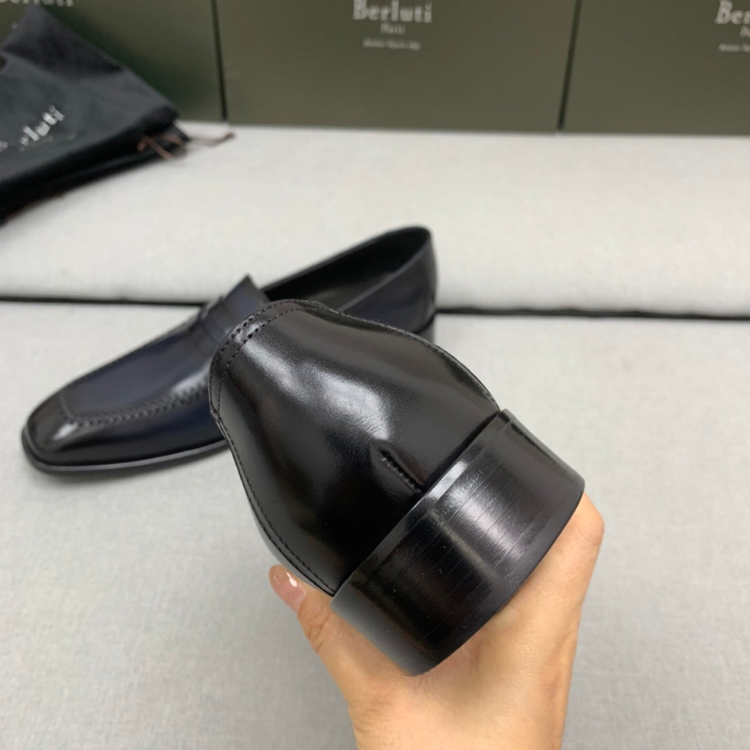 Ber-手工皮鞋 黑藍色