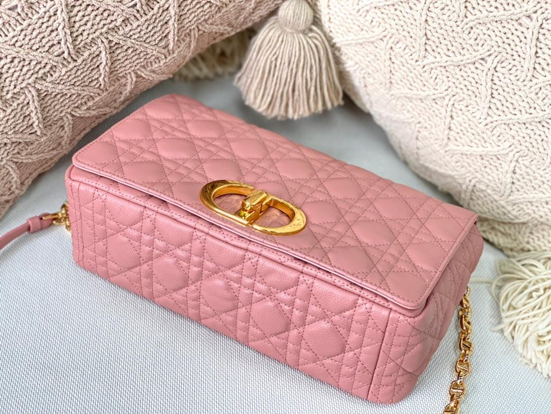 Dior Caro 大號28cm-裸粉小牛皮