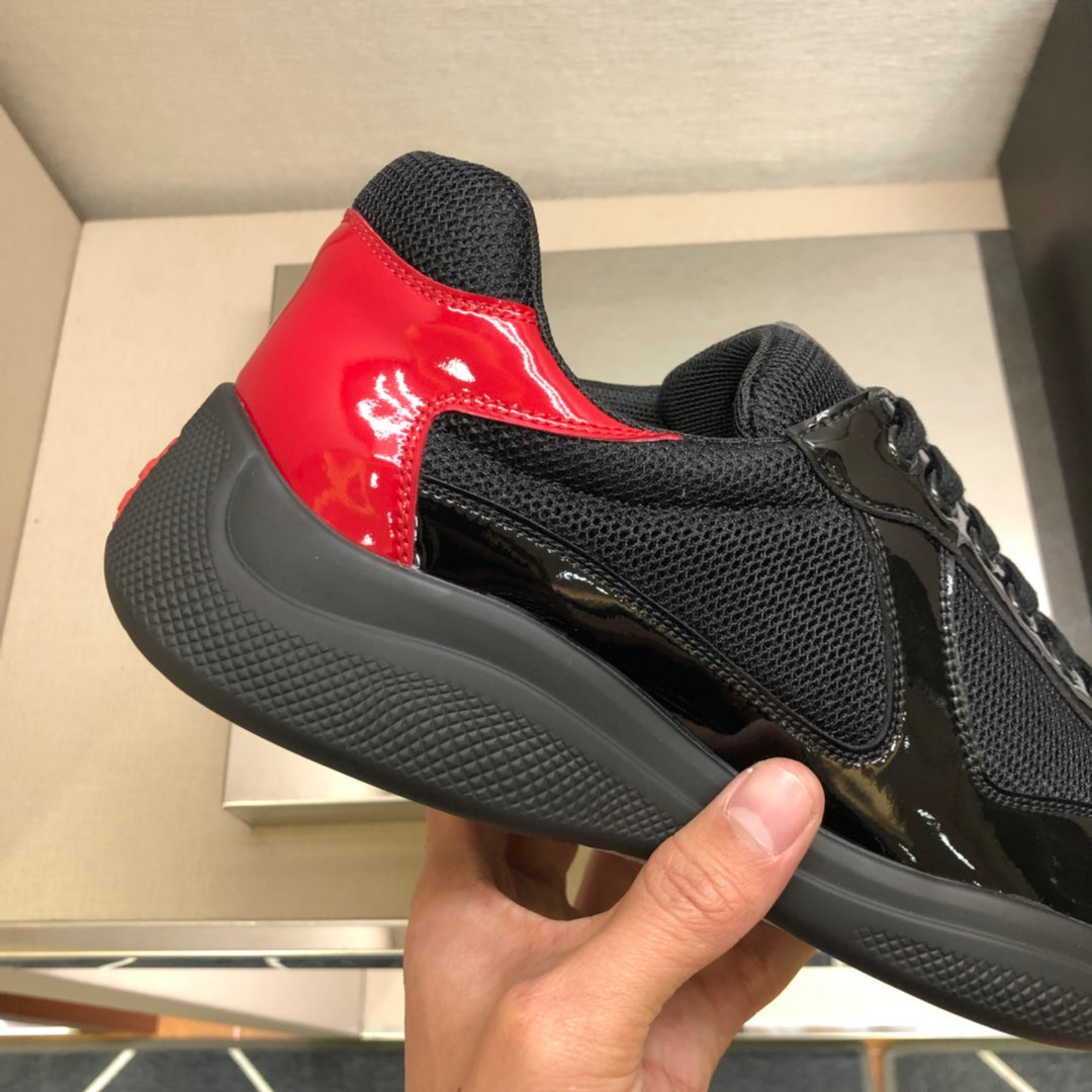 Pra-小牛皮 休閒運動鞋 黑紅色